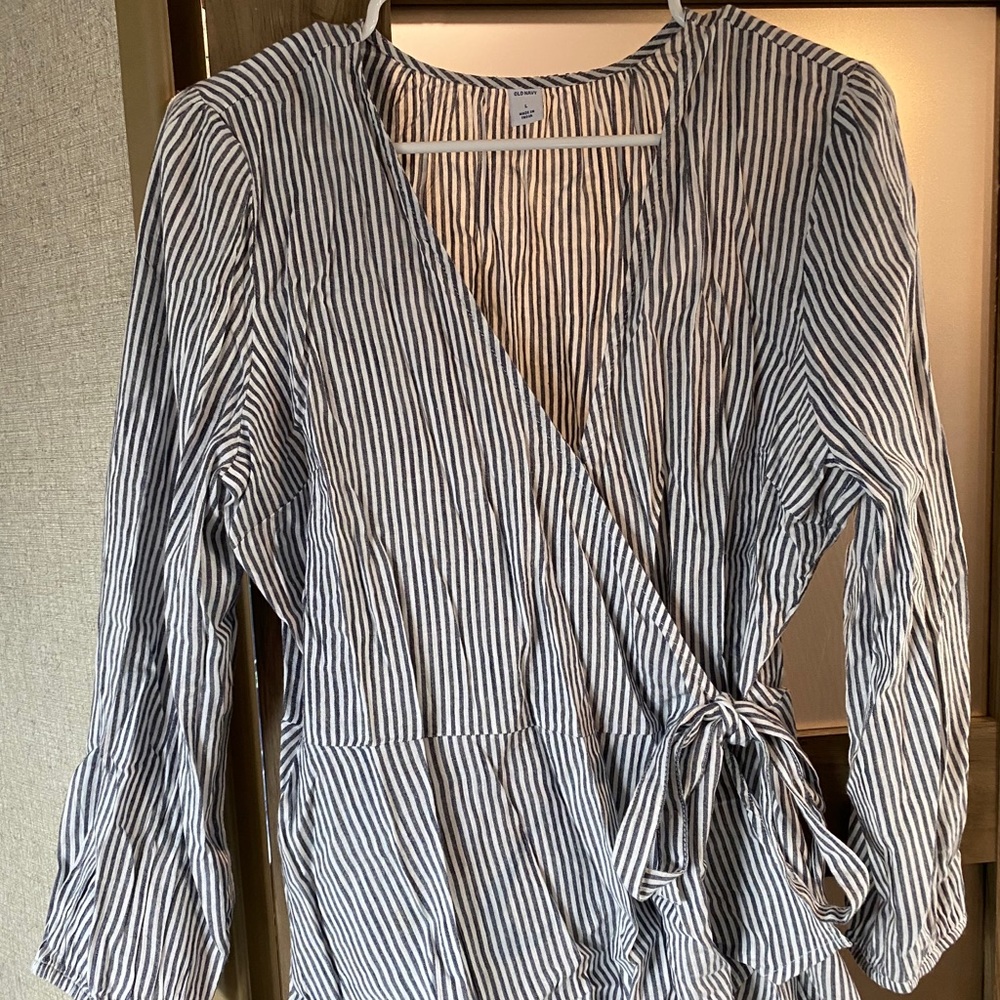 Old Navy striped wrap blouse